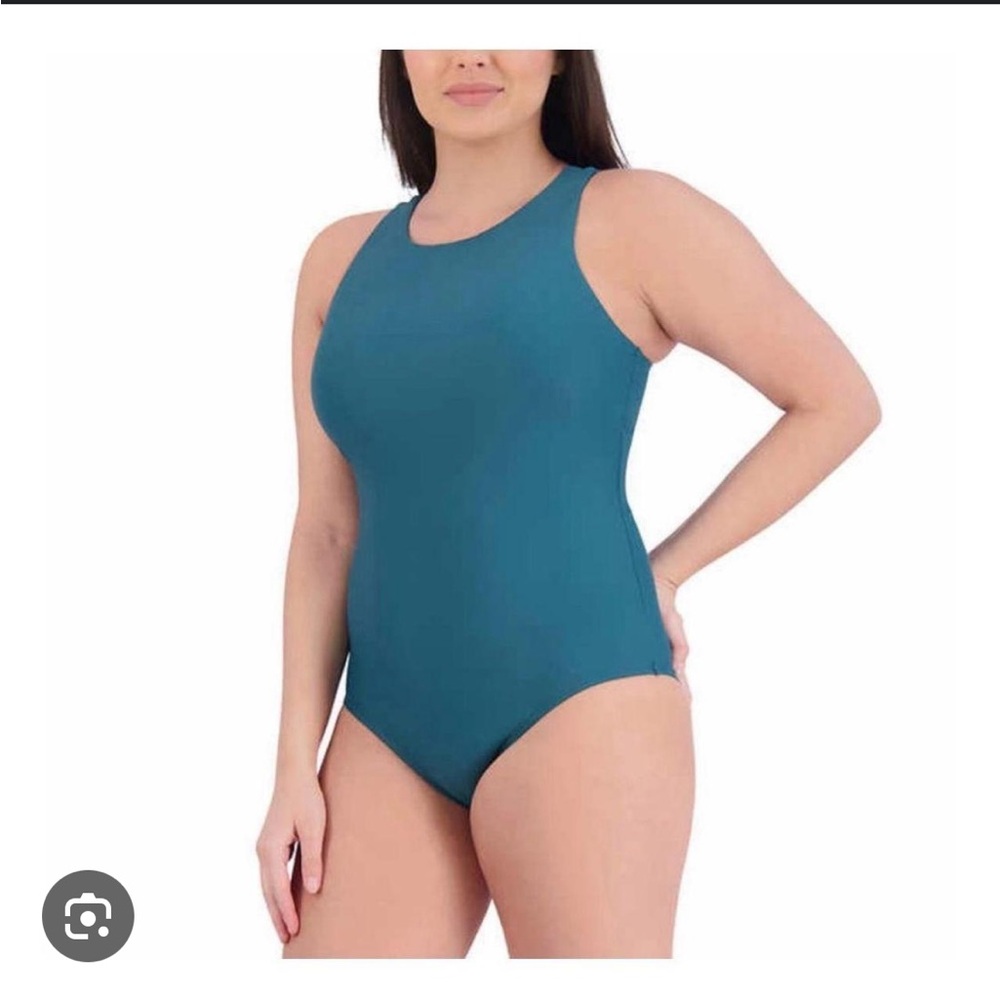 Xxl modest swimsuit. Dark sea green.